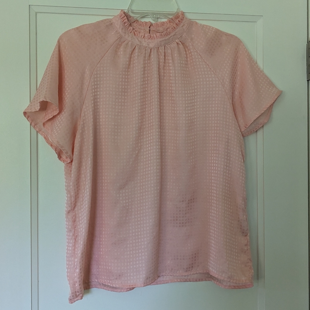 Annabelle pink silky boutique polka dot top L